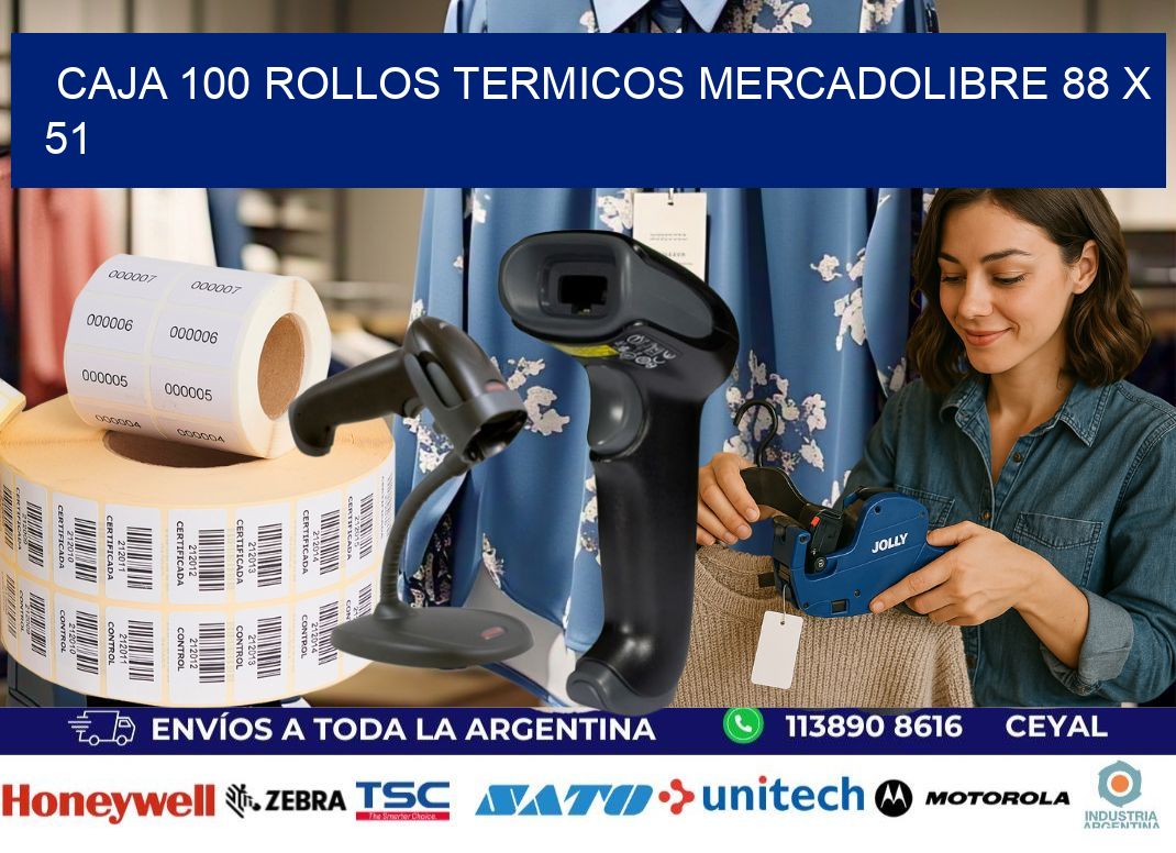 CAJA 100 ROLLOS TERMICOS MERCADOLIBRE 88 x 51