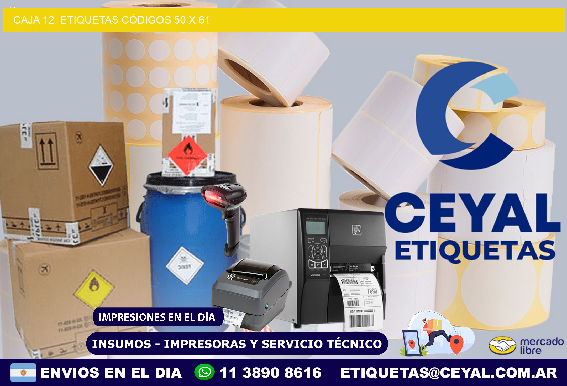 CAJA 12  ETIQUETAS CÓDIGOS 50 x 61