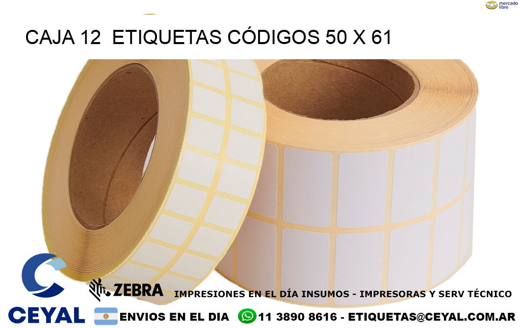 CAJA 12  ETIQUETAS CÓDIGOS 50 x 61