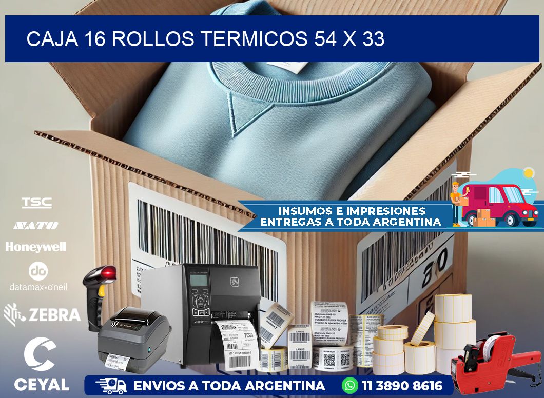 CAJA 16 ROLLOS TERMICOS 54 x 33