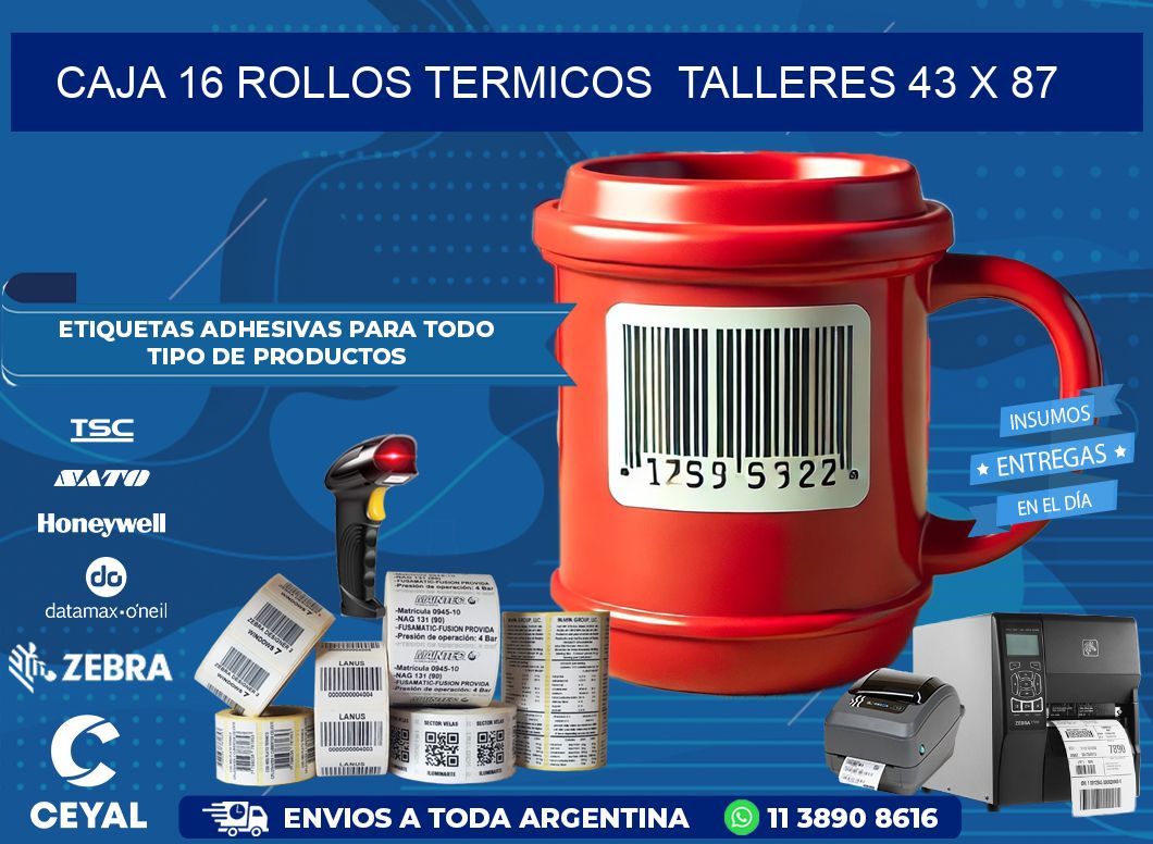CAJA 16 ROLLOS TERMICOS  TALLERES 43 x 87