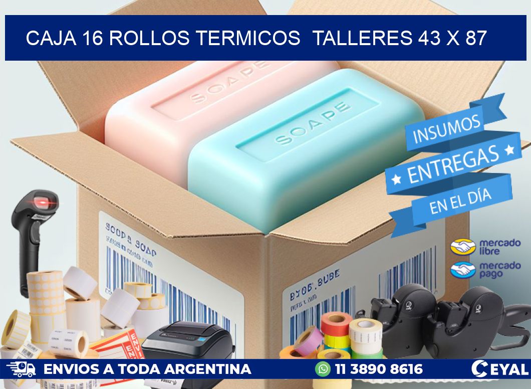 CAJA 16 ROLLOS TERMICOS  TALLERES 43 x 87