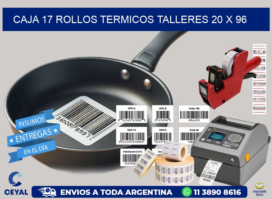 CAJA 17 ROLLOS TERMICOS TALLERES 20 x 96