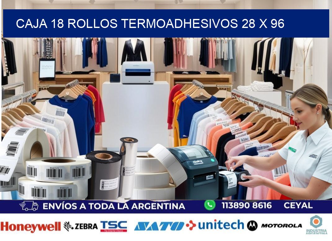 CAJA 18 ROLLOS TERMOADHESIVOS 28 x 96