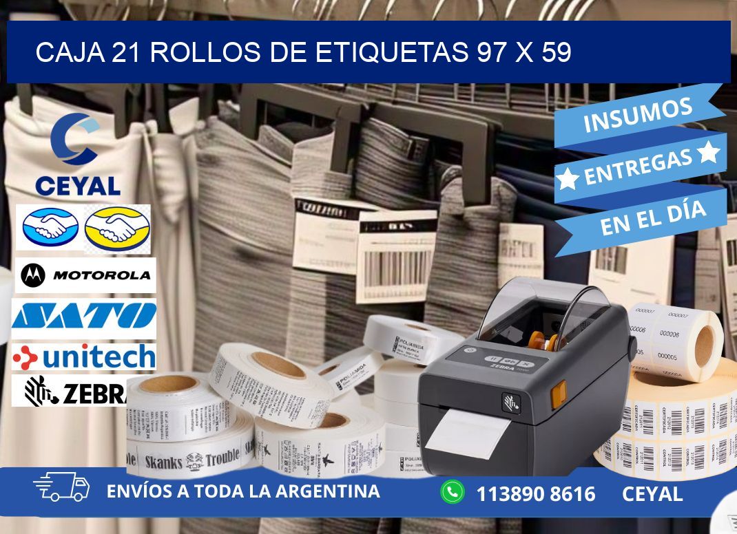 CAJA 21 ROLLOS DE ETIQUETAS 97 x 59