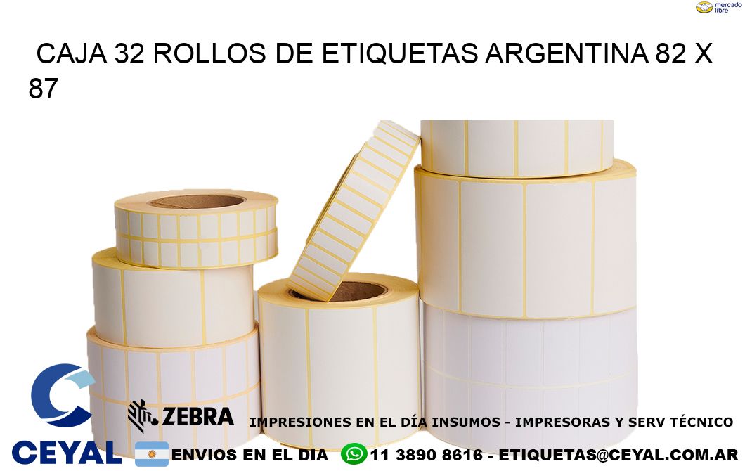 CAJA 32 ROLLOS DE ETIQUETAS ARGENTINA 82 x 87