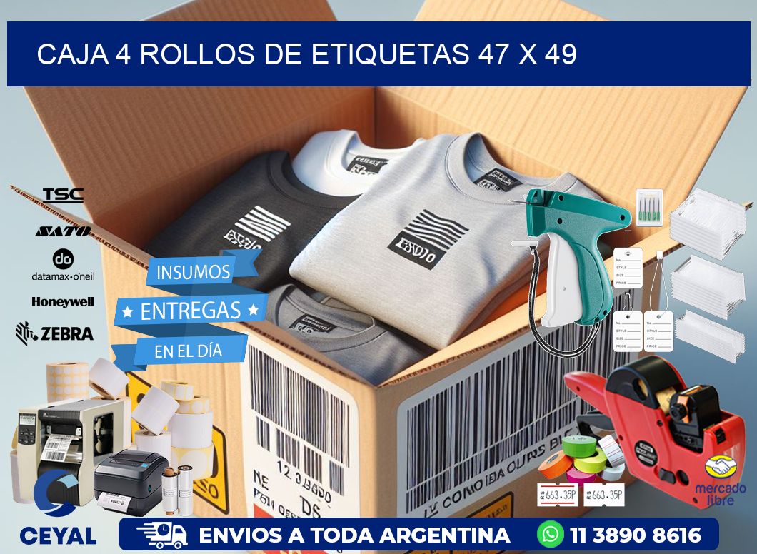 CAJA 4 ROLLOS DE ETIQUETAS 47 x 49