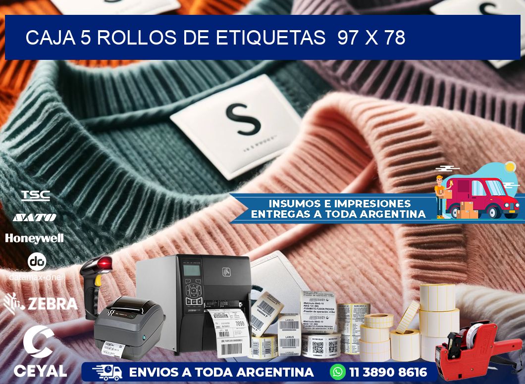 CAJA 5 ROLLOS DE ETIQUETAS  97 x 78