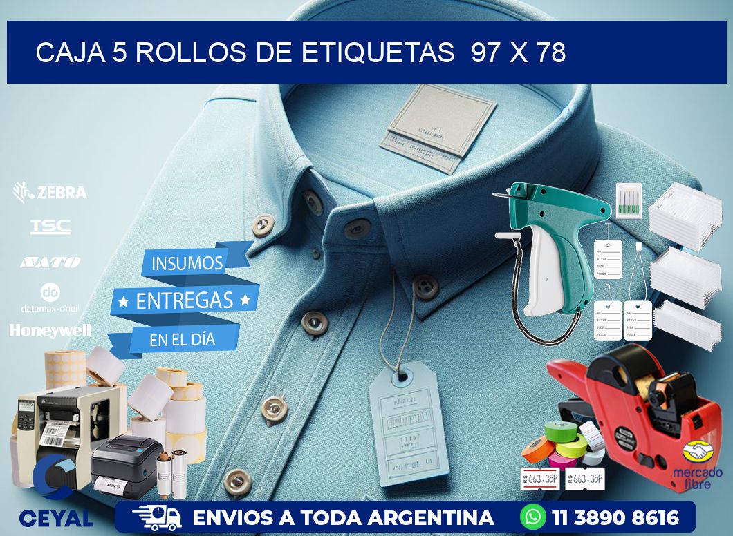CAJA 5 ROLLOS DE ETIQUETAS  97 x 78