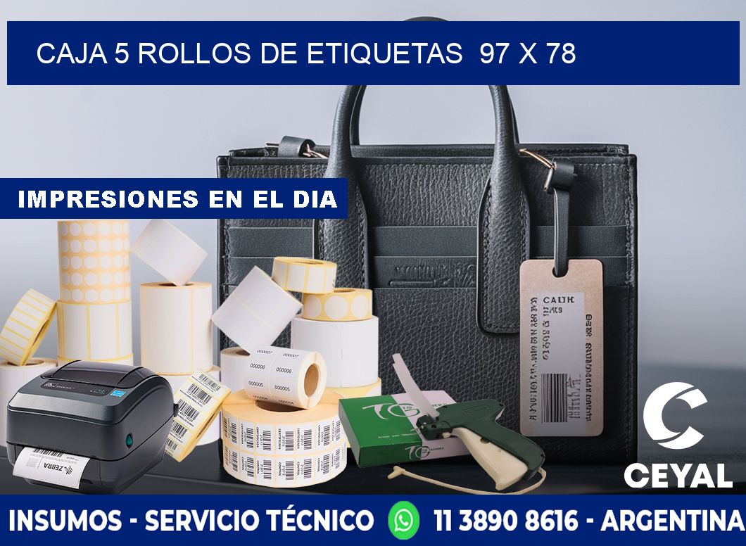 CAJA 5 ROLLOS DE ETIQUETAS  97 x 78