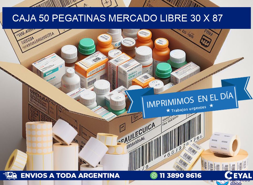 CAJA 50 PEGATINAS MERCADO LIBRE 30 x 87