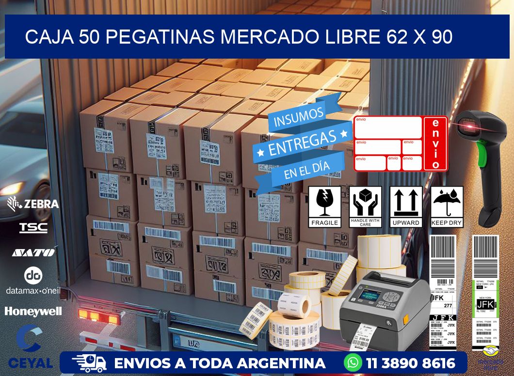 CAJA 50 PEGATINAS MERCADO LIBRE 62 x 90