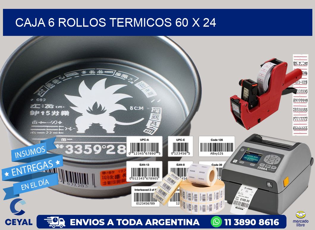 CAJA 6 ROLLOS TERMICOS 60 x 24