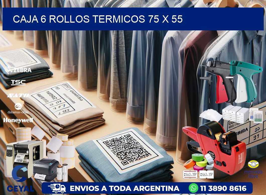 CAJA 6 ROLLOS TERMICOS 75 x 55