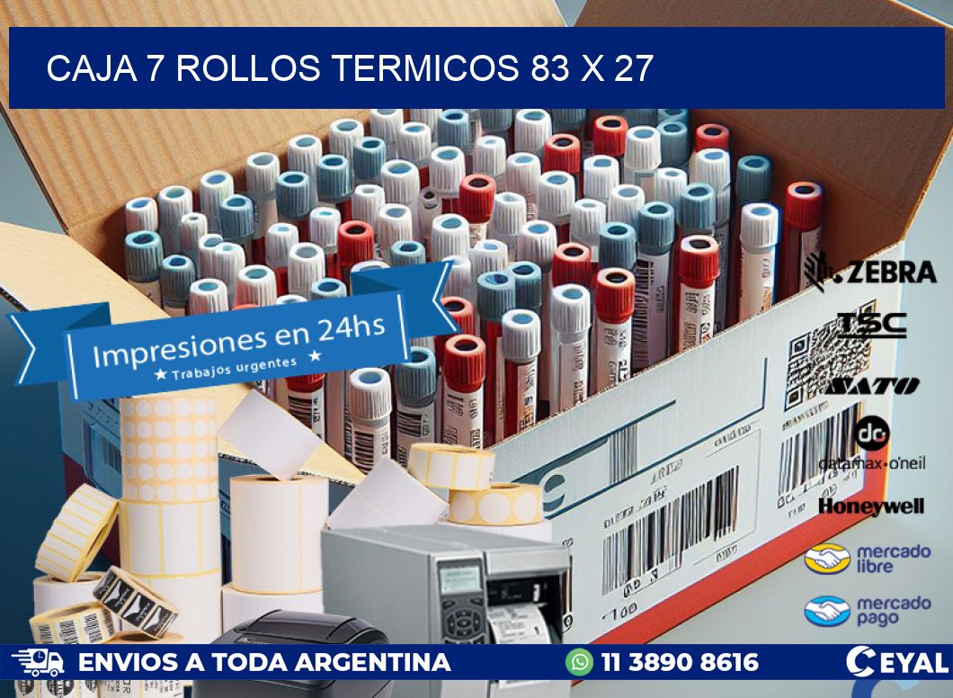 CAJA 7 ROLLOS TERMICOS 83 x 27