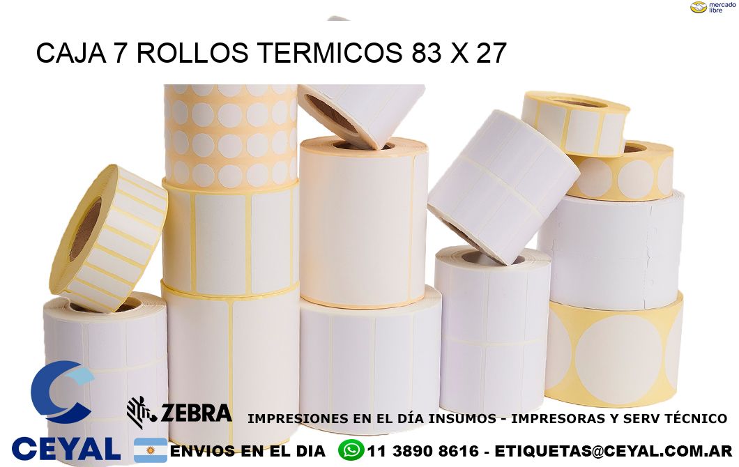CAJA 7 ROLLOS TERMICOS 83 x 27