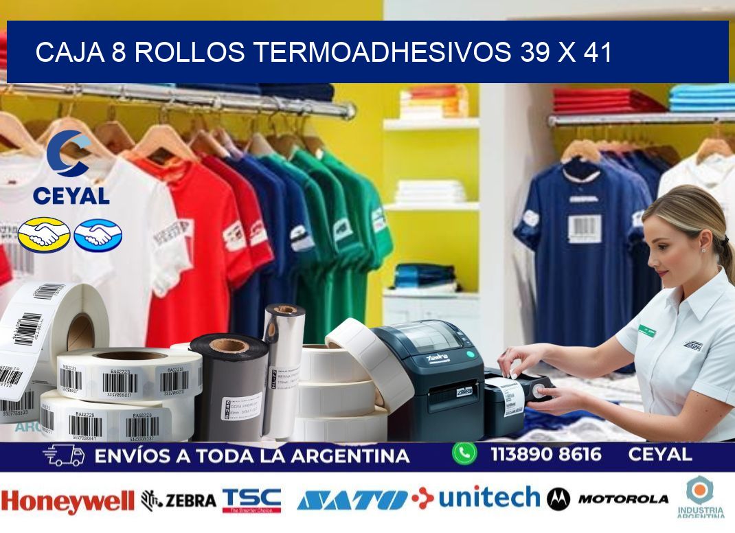 CAJA 8 ROLLOS TERMOADHESIVOS 39 x 41