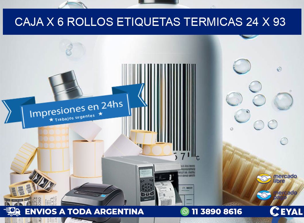 Caja X 6 Rollos Etiquetas termicas 24 x 93