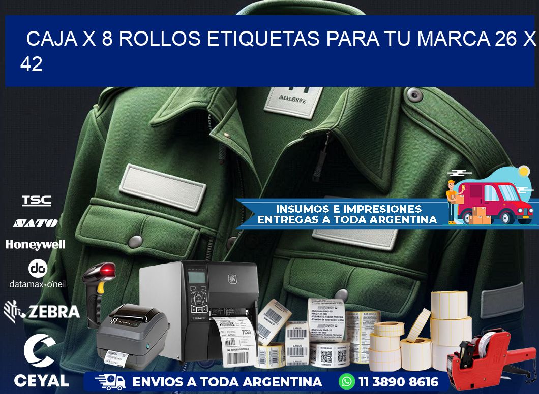 Caja X 8 Rollos Etiquetas para tu marca 26 x 42