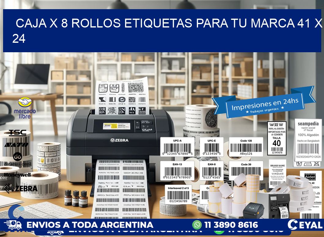 Caja X 8 Rollos Etiquetas para tu marca 41 x 24