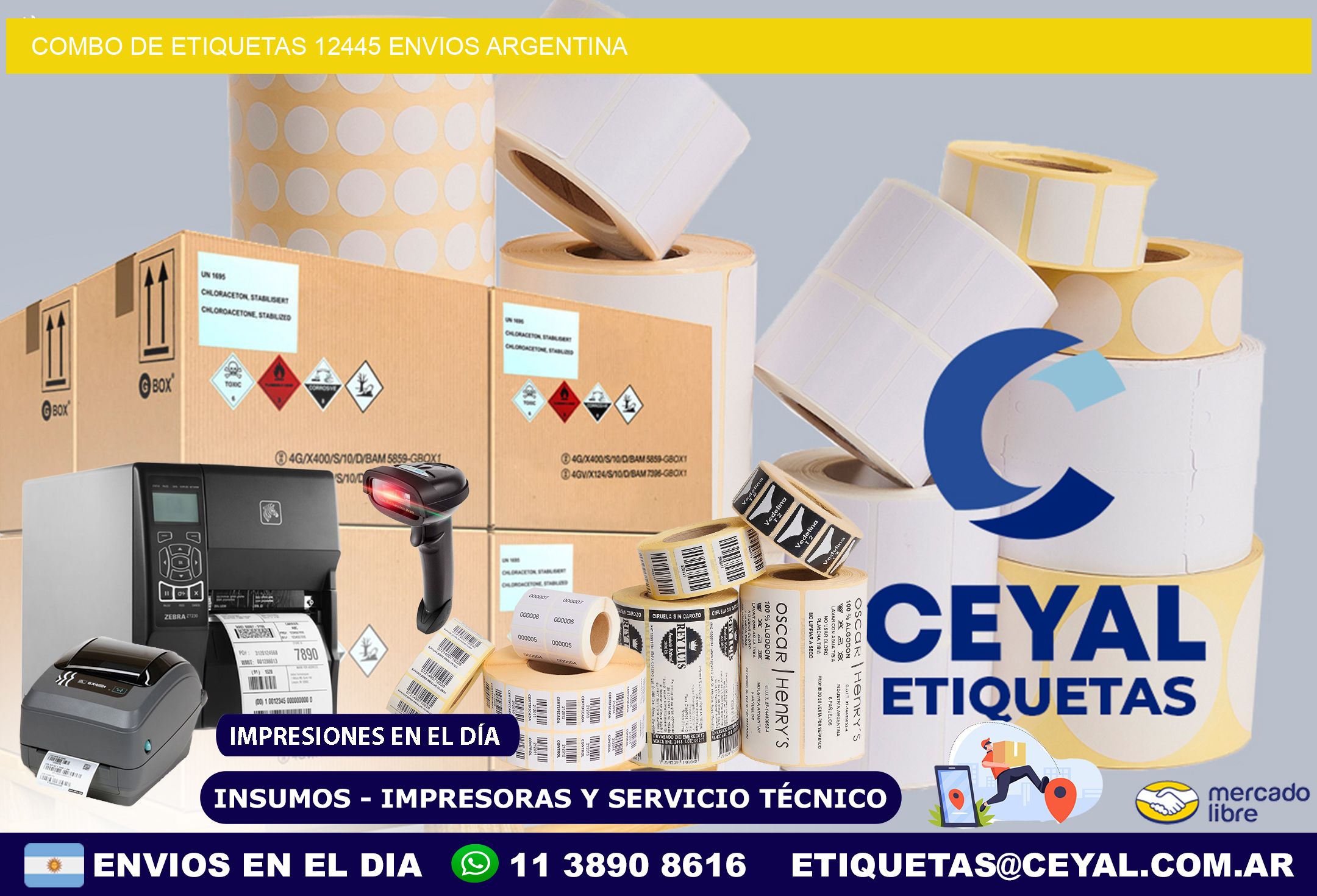 Combo de etiquetas 12445 ENVIOS ARGENTINA