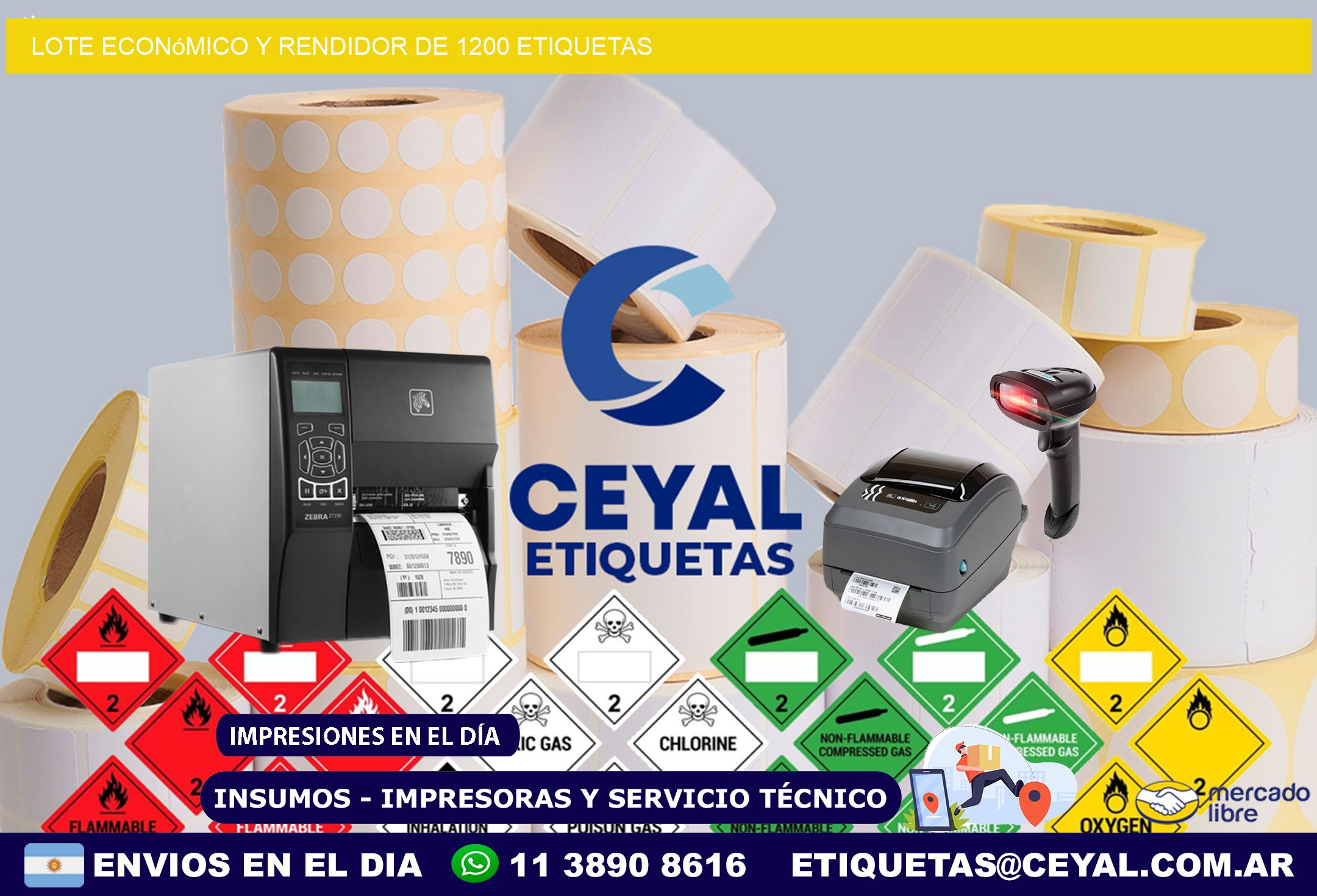 Lote económico y rendidor de 1200 etiquetas