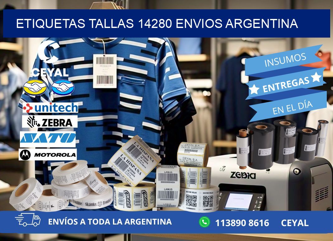 etiquetas tallas 14280 ENVIOS ARGENTINA