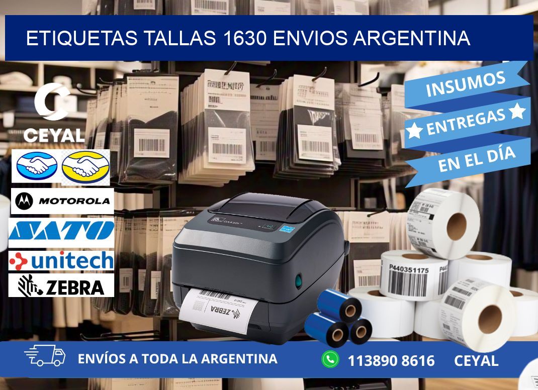 etiquetas tallas 1630 ENVIOS ARGENTINA