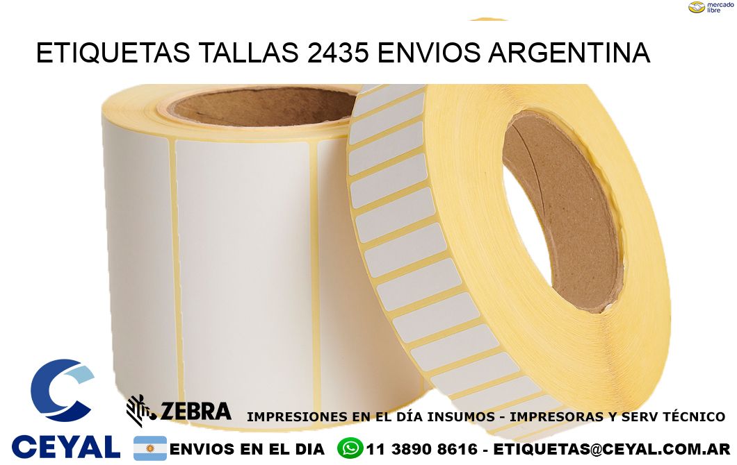 etiquetas tallas 2435 ENVIOS ARGENTINA