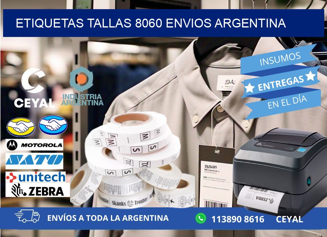 etiquetas tallas 8060 ENVIOS ARGENTINA
