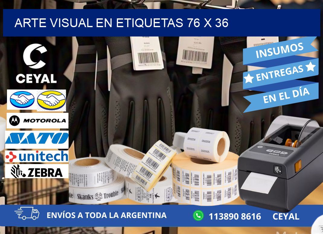 Arte visual en etiquetas 76 x 36