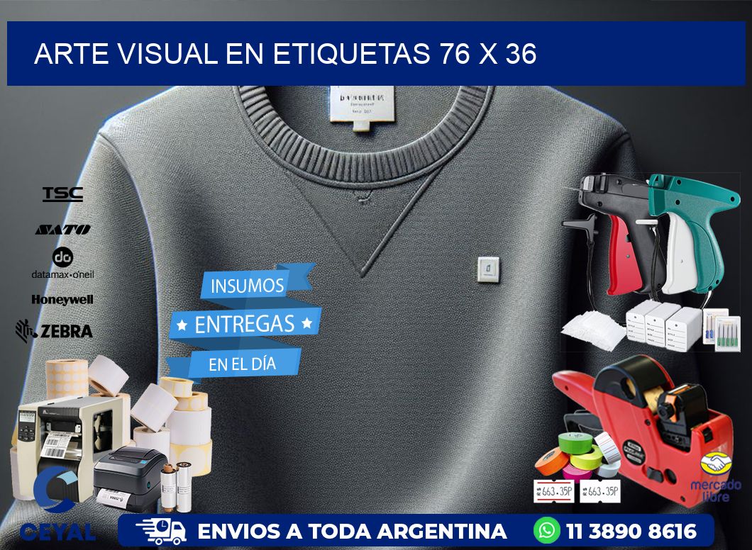 Arte visual en etiquetas 76 x 36