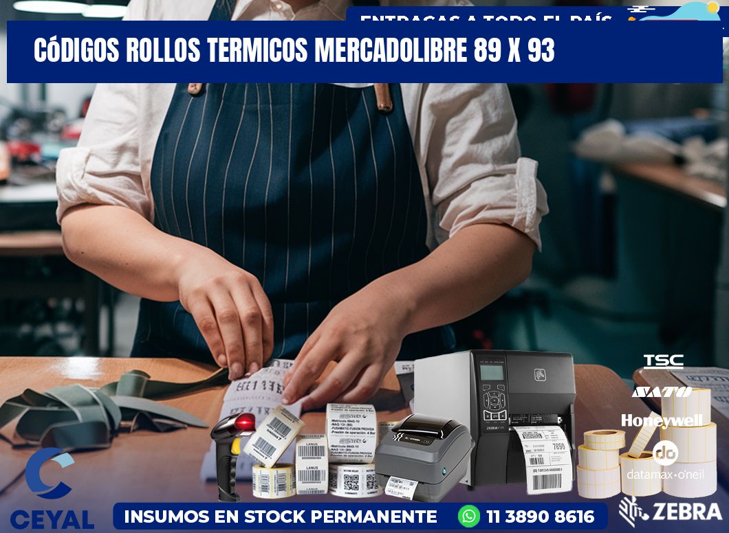 Códigos ROLLOS TERMICOS MERCADOLIBRE 89 x 93