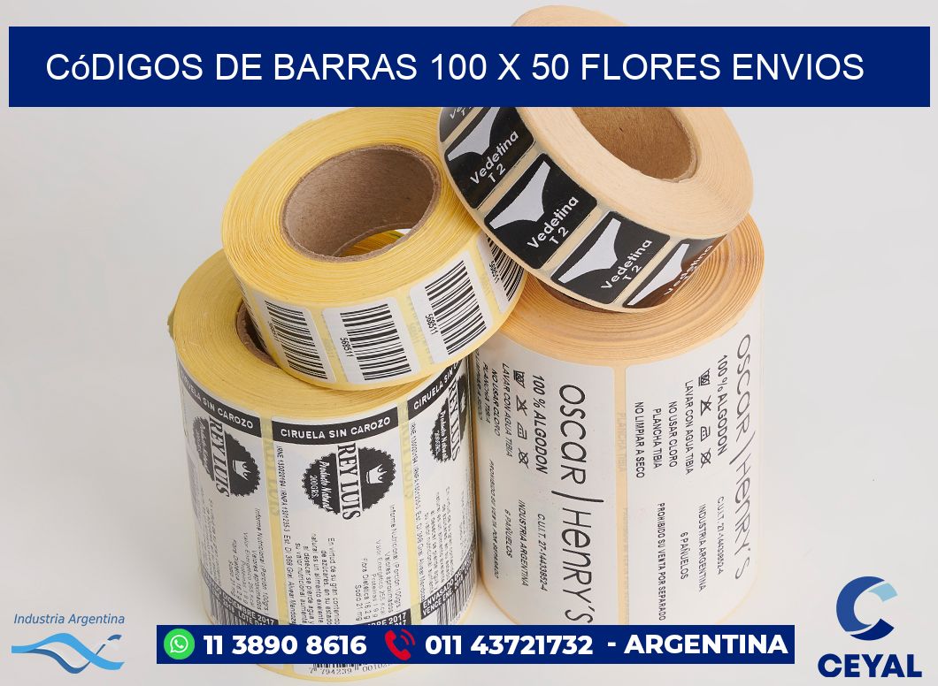 Códigos de Barras 100 x 50 flores envios