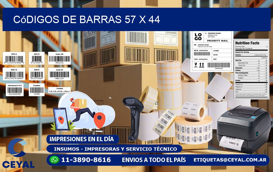 Códigos de Barras 57 x 44