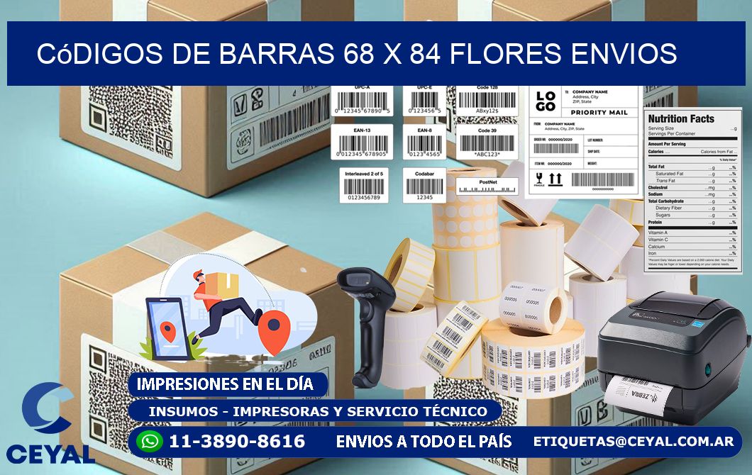 Códigos de Barras 68 x 84 flores envios