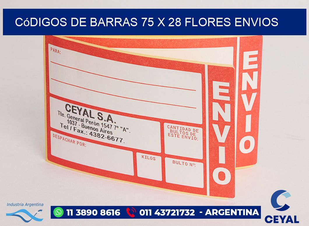 Códigos de Barras 75 x 28 flores envios