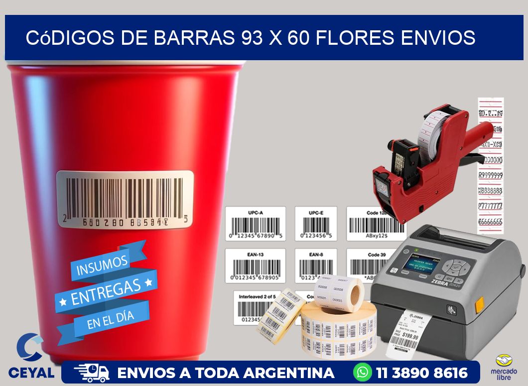 Códigos de Barras 93 x 60 flores envios