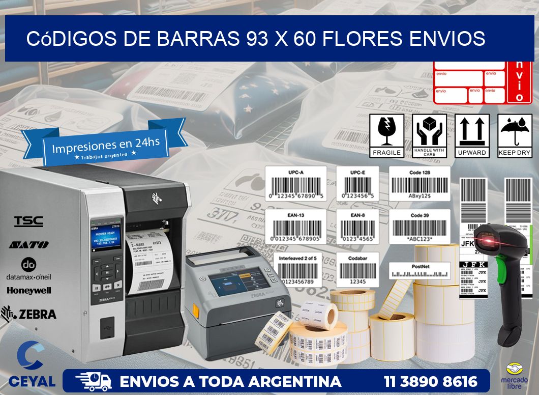 Códigos de Barras 93 x 60 flores envios