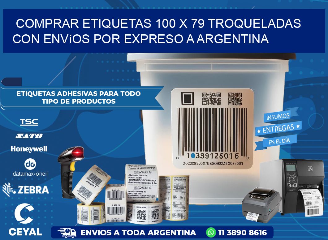 Comprar etiquetas 100 x 79 troqueladas con envíos por expreso a Argentina