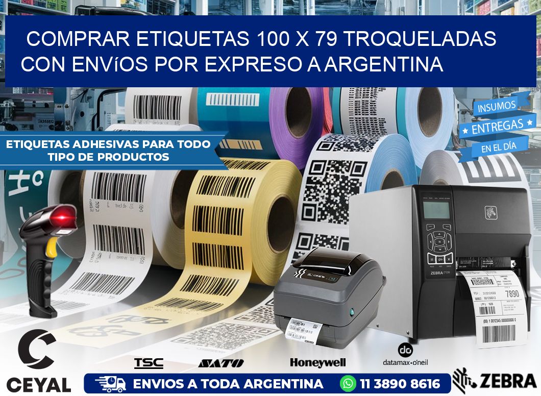 Comprar etiquetas 100 x 79 troqueladas con envíos por expreso a Argentina