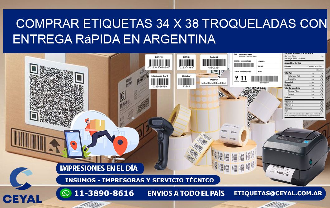 Comprar etiquetas 34 x 38 troqueladas con entrega rápida en Argentina