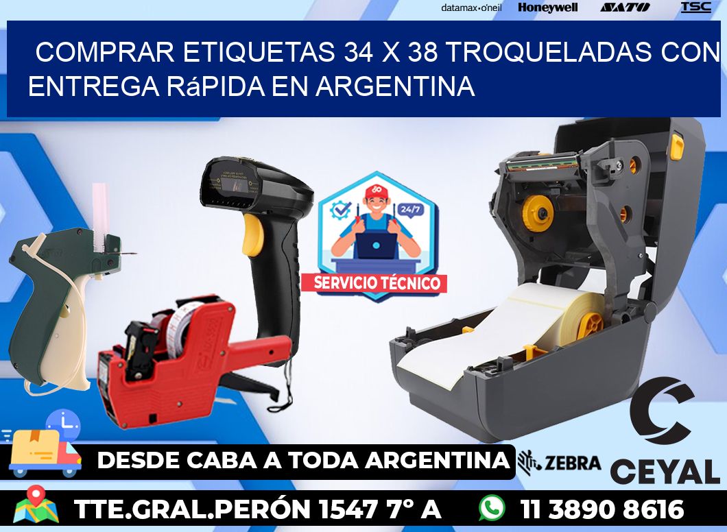 Comprar etiquetas 34 x 38 troqueladas con entrega rápida en Argentina