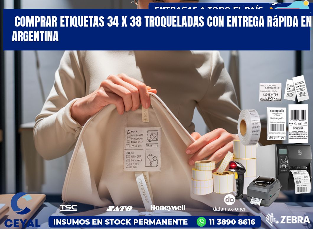 Comprar etiquetas 34 x 38 troqueladas con entrega rápida en Argentina