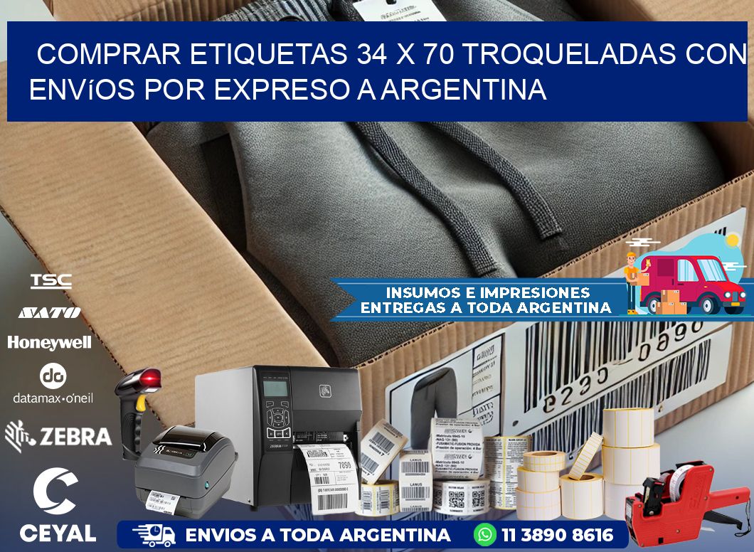 Comprar etiquetas 34 x 70 troqueladas con envíos por expreso a Argentina