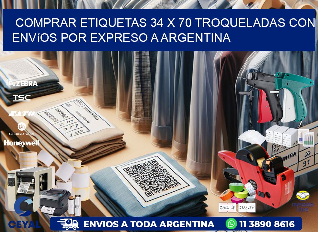Comprar etiquetas 34 x 70 troqueladas con envíos por expreso a Argentina