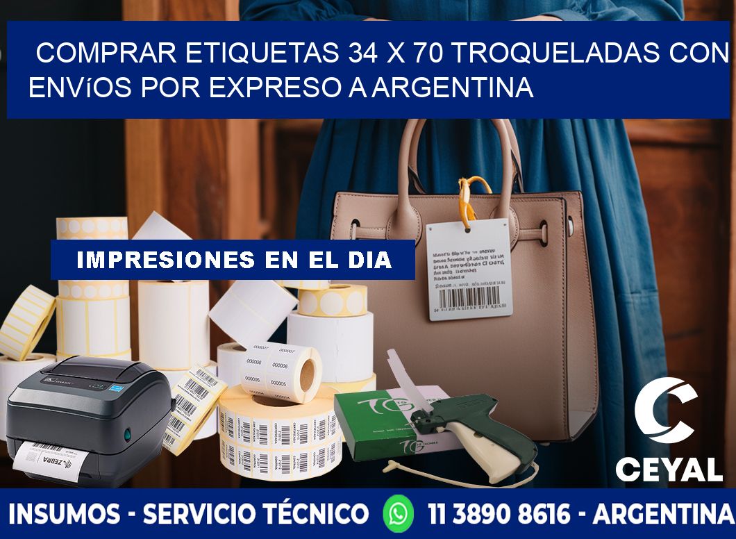 Comprar etiquetas 34 x 70 troqueladas con envíos por expreso a Argentina