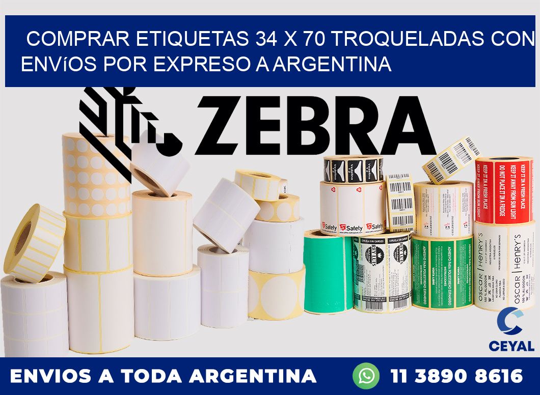Comprar etiquetas 34 x 70 troqueladas con envíos por expreso a Argentina