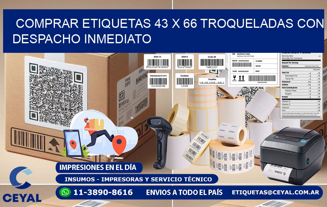 Comprar etiquetas 43 x 66 troqueladas con despacho inmediato