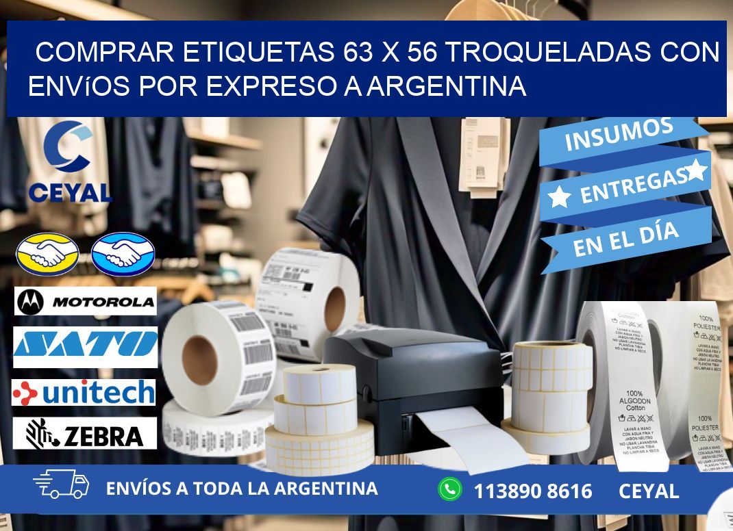 Comprar etiquetas 63 x 56 troqueladas con envíos por expreso a Argentina